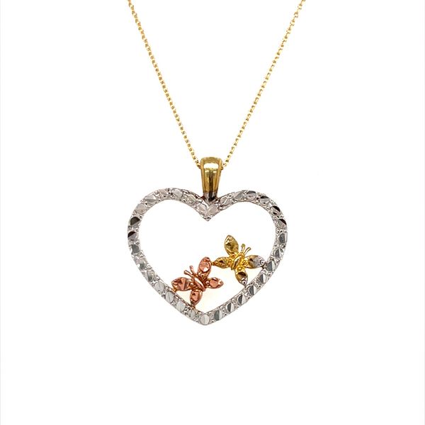 10K White / Yellow / Rose Gold Estate Butterfly Heart Pendant Necklace Minor Jewelry Inc. Nashville, TN