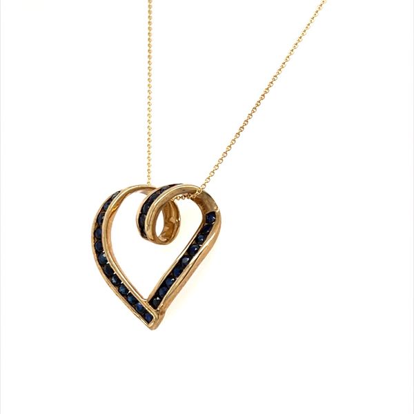 10K Yellow Gold Estate Sapphire Heart Pendant Necklace Image 2 Minor Jewelry Inc. Nashville, TN