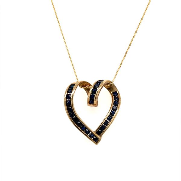 10K Yellow Gold Estate Sapphire Heart Pendant Necklace Minor Jewelry Inc. Nashville, TN