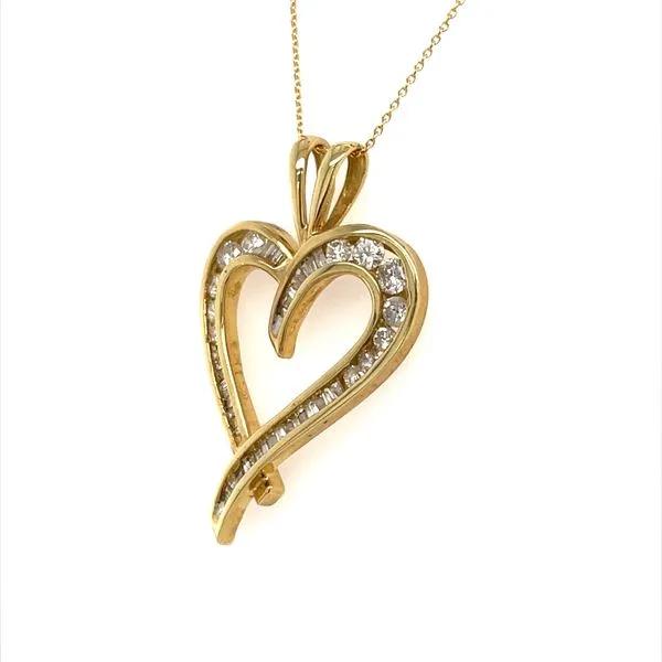 14K Yellow Gold Estate Diamond Heart Pendant Necklace Image 2 Minor Jewelry Inc. Nashville, TN