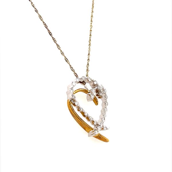 18K Yellow and White Gold Estate Diamond Heart Pendant Necklace Image 2 Minor Jewelry Inc. Nashville, TN