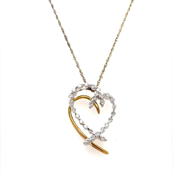 18K Yellow and White Gold Estate Diamond Heart Pendant Necklace Minor Jewelry Inc. Nashville, TN