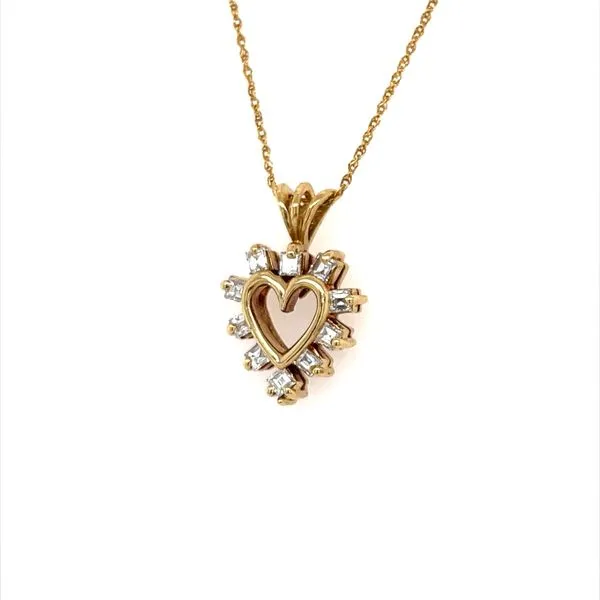 14K Yellow Gold Estate Diamond Heart Pendant Necklace Image 2 Minor Jewelry Inc. Nashville, TN