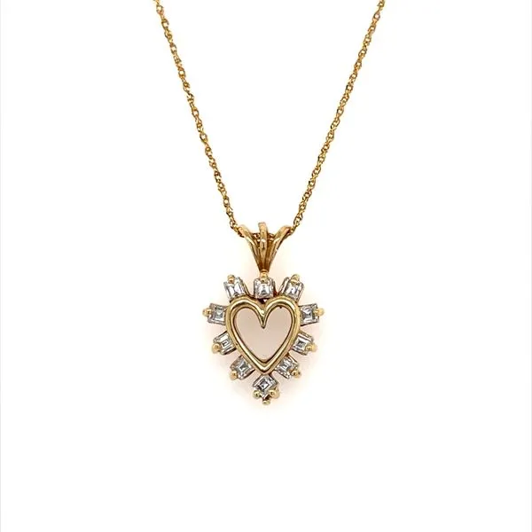 14K Yellow Gold Estate Diamond Heart Pendant Necklace similar item image