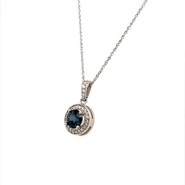 14K White Gold Estate Sapphire and Diamond Pendant Necklace