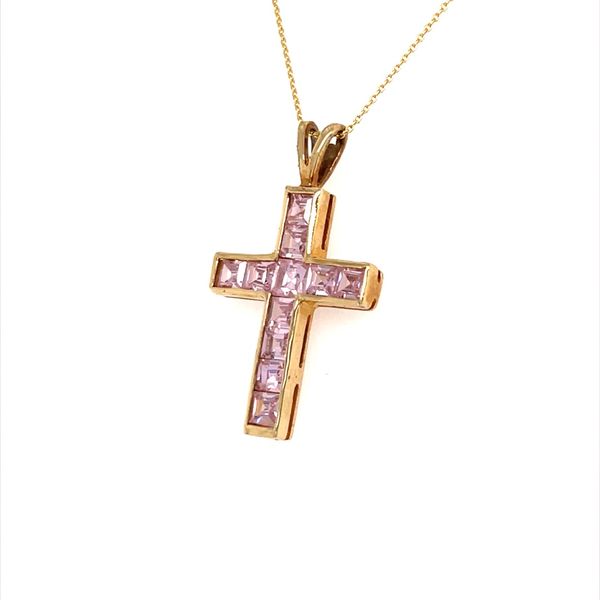 10K Yellow Gold Estate Pink Zirconia Cross Pendant Minor Jewelry Inc. Nashville, TN