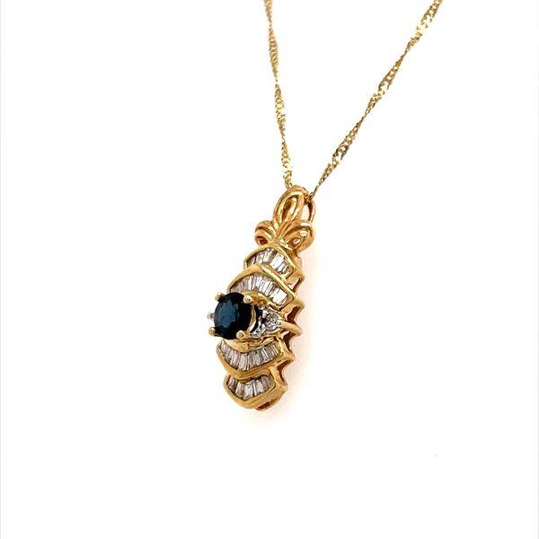 14K Yellow Gold Estate Sapphire and Diamond Pendant Necklace Image 2 Minor Jewelry Inc. Nashville, TN