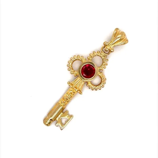 10K Yellow Gold Estate Key Pendant with Lab Created Ruby Minor Jewelry Inc. Nashville, TN