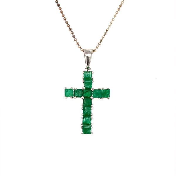 14K White Gold Estate Emerald Cross Pendant Minor Jewelry Inc. Nashville, TN