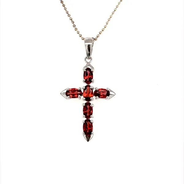 14K White Gold Estate Garnet Cross Pendant Minor Jewelry Inc. Nashville, TN