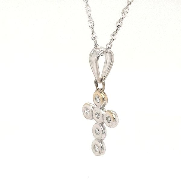 14K White Gold Estate Diamond Cross Pendant Necklace Image 2 Minor Jewelry Inc. Nashville, TN