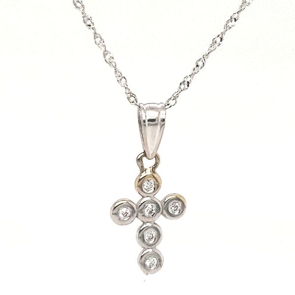 14K White Gold Estate Diamond Cross Pendant Necklace Minor Jewelry Inc. Nashville, TN