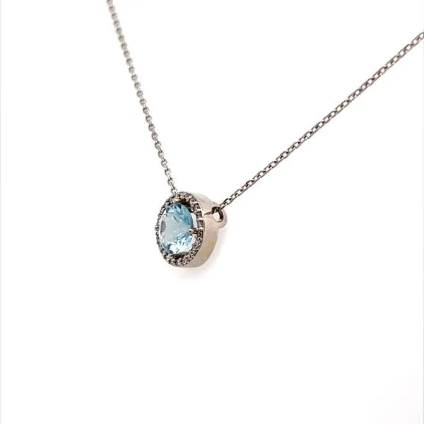 14K White Gold Estate Aquamarine and Diamond Pendant Neck...