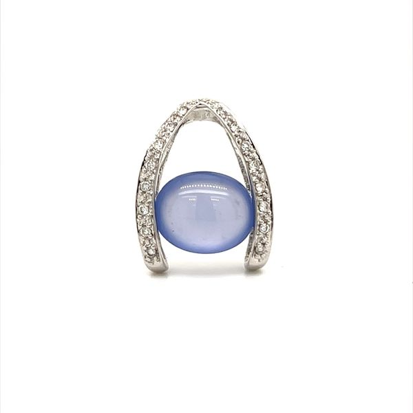 14K White Gold Estate Chalcedony and Diamond Pendant Minor Jewelry Inc. Nashville, TN