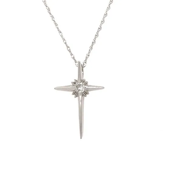 14K White Gold Estate Diamond Cross Pendant Necklace Minor Jewelry Inc. Nashville, TN