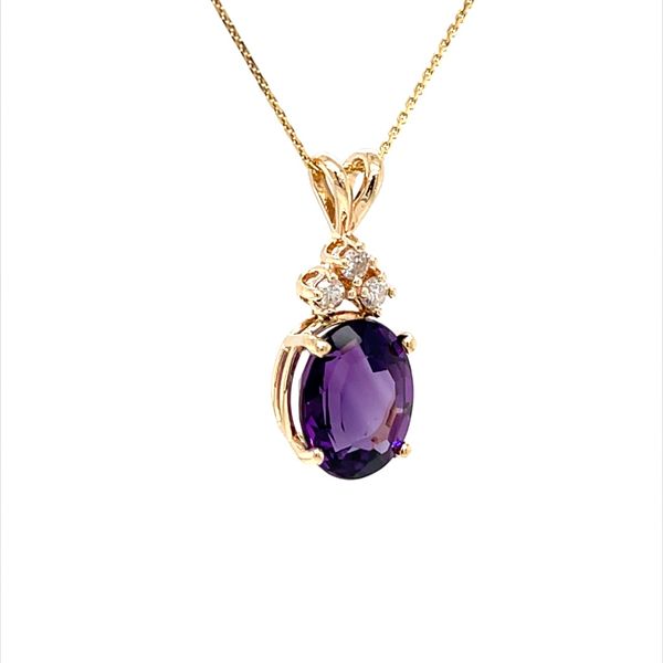 14K Yellow Gold Estate Amethyst and Diamond Pendant Necklace Image 2 Minor Jewelry Inc. Nashville, TN