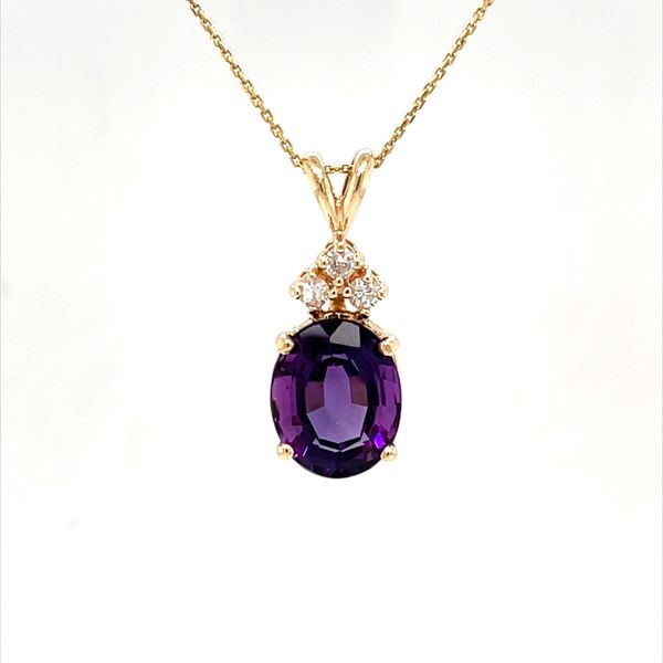 14K Yellow Gold Estate Amethyst and Diamond Pendant Necklace Minor Jewelry Inc. Nashville, TN