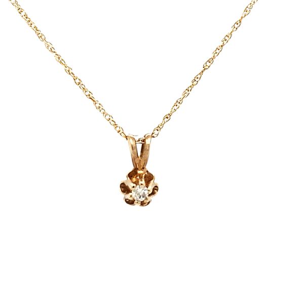 14K Yellow Gold Estate Diamond Buttercup Pendant Necklace Minor Jewelry Inc. Nashville, TN