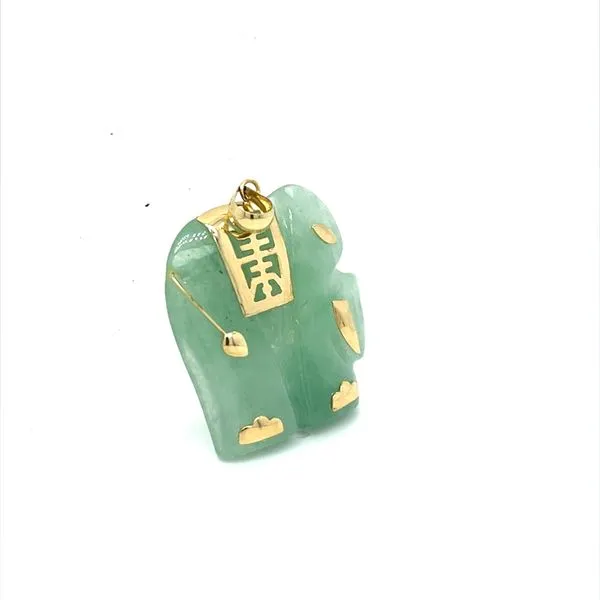 14K Yellow Gold Estate Nephrite Jade Elephant Pendant Image 2 Minor Jewelry Inc. Nashville, TN