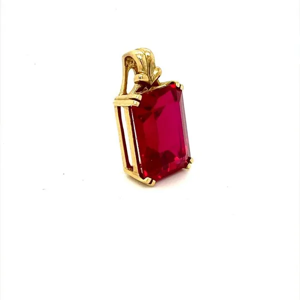 10K Yellow Gold Estate Synthetic Ruby Pendant Image 2 Minor Jewelry Inc. Nashville, TN