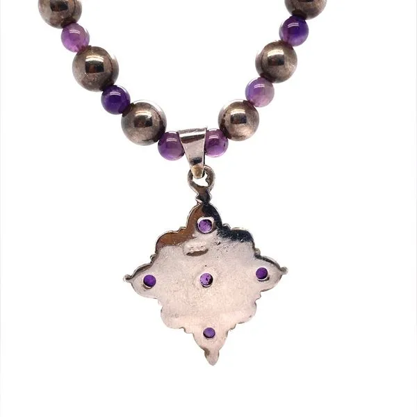 Sterling Silver Estate Amethyst Pendant Necklace