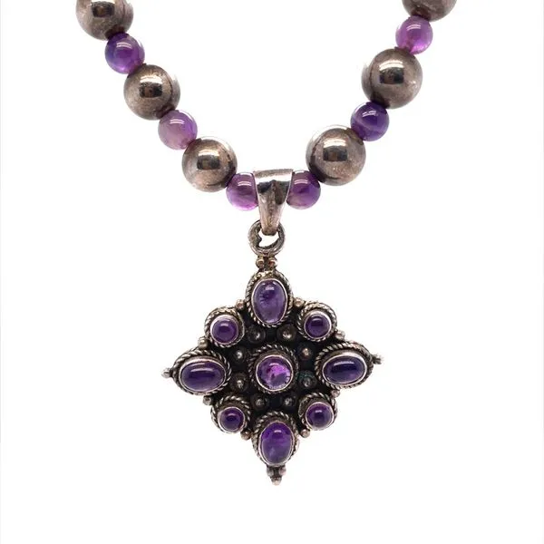 Sterling Silver Estate Amethyst Pendant Necklace