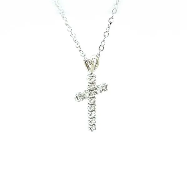 14K White Gold and Diamond Cross on a 10K White Gold Chain Image 4 Minor Jewelry Inc. Nashville, TN