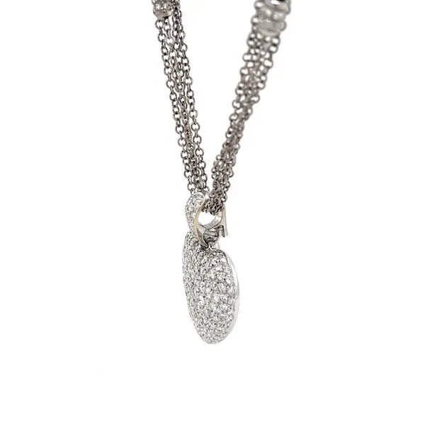 18K White Gold Estate Pave Diamond Heart Pendant Necklace Image 2 Minor Jewelry Inc. Nashville, TN