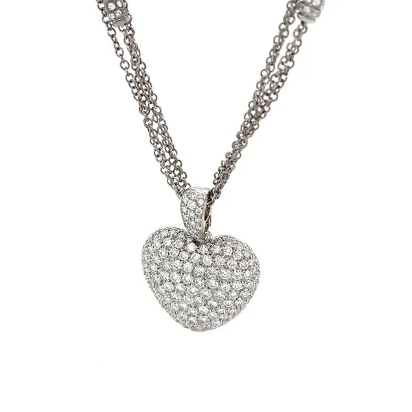 18K White Gold Estate Pave Diamond Heart Pendant Necklace Image 3 Minor Jewelry Inc. Nashville, TN