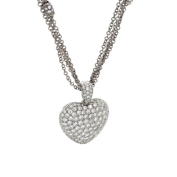 18K White Gold Estate Pave Diamond Heart Pendant Necklace Image 4 Minor Jewelry Inc. Nashville, TN
