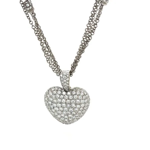 18K White Gold Estate Pave Diamond Heart Pendant Necklace Minor Jewelry Inc. Nashville, TN