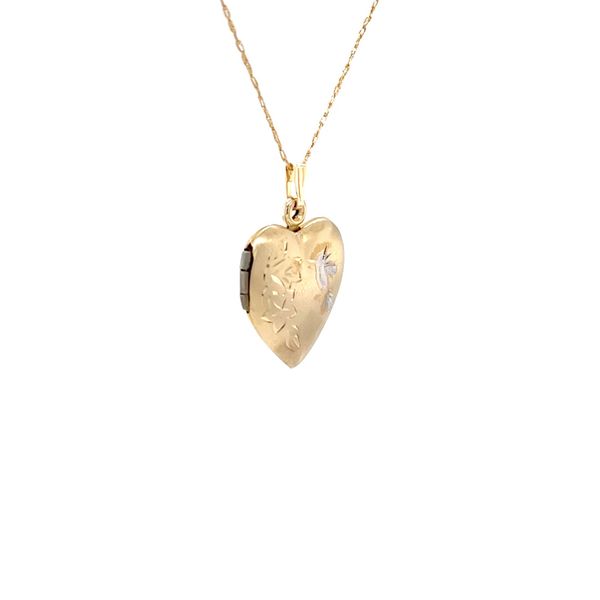 14K Yellow Gold Estate Heart And Humming Bird Necklace Image 3 Minor Jewelry Inc. Nashville, TN