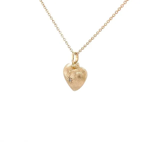 14K Yellow Gold Estate Diamond Heart Pendant Necklace Image 2 Minor Jewelry Inc. Nashville, TN