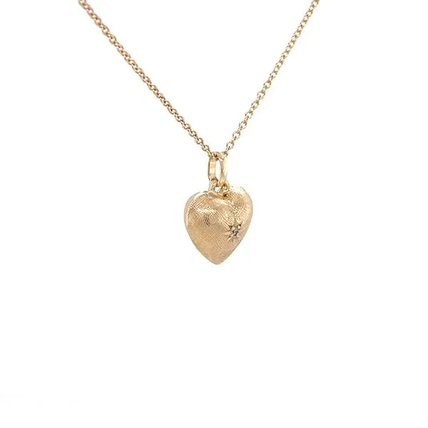 14K Yellow Gold Estate Diamond Heart Pendant Necklace Image 3 Minor Jewelry Inc. Nashville, TN