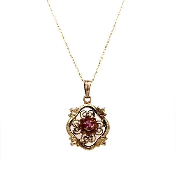 12K Yellow Gold Estate Ruby Pendant Necklace Minor Jewelry Inc. Nashville, TN