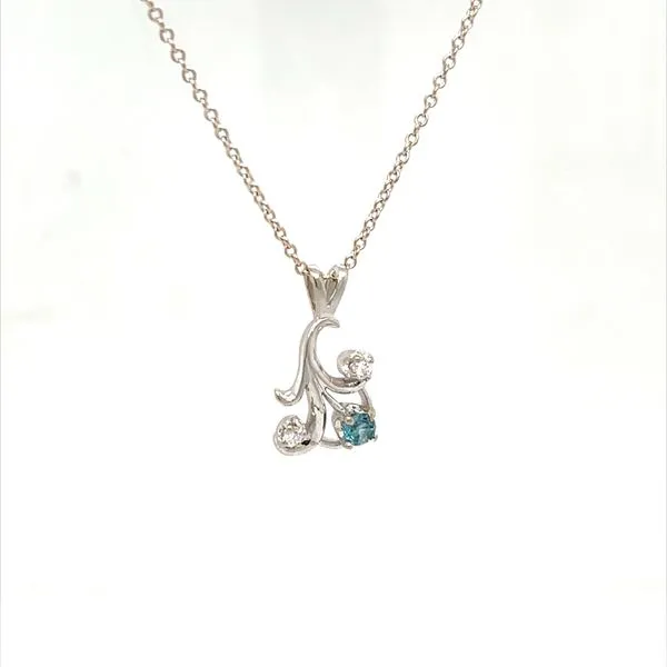 14K Whtie Gold Blue Topaz and Diamond Pendant Necklace Image 2 Minor Jewelry Inc. Nashville, TN
