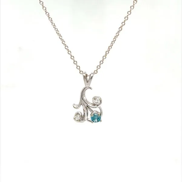 14K Whtie Gold Blue Topaz and Diamond Pendant Necklace Minor Jewelry Inc. Nashville, TN