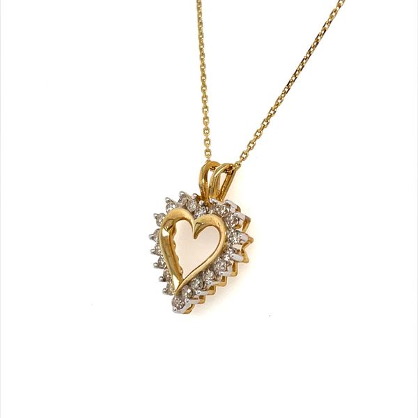 14K Yellow Gold Estate Diamond Heart Pendant Necklace Image 2 Minor Jewelry Inc. Nashville, TN