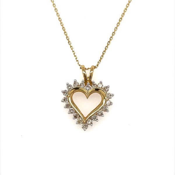14K Yellow Gold Estate Diamond Heart Pendant Necklace Minor Jewelry Inc. Nashville, TN