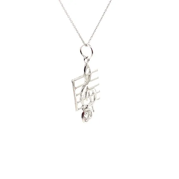 14K White Gold Estate Diamond Musical Note Pendant Necklace Image 2 Minor Jewelry Inc. Nashville, TN