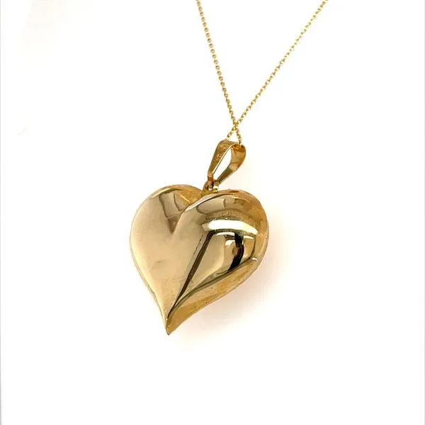 14K Yellow Gold Estate Diamond Cut Heart Pendant Necklace Image 2 Minor Jewelry Inc. Nashville, TN