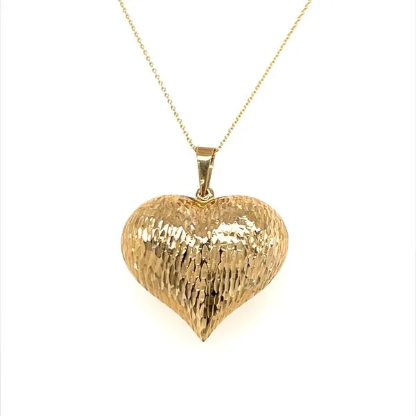 14K Yellow Gold Estate Diamond Cut Heart Pendant Necklace Minor Jewelry Inc. Nashville, TN