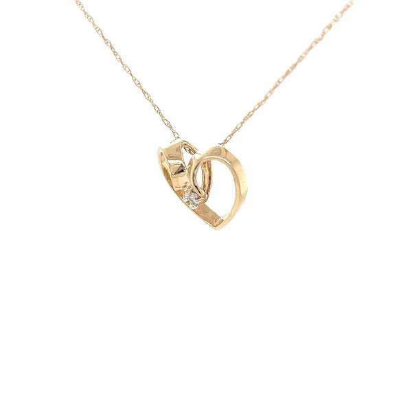 10K Yellow Gold Estate Diamond Heart Pendant Necklace Image 2 Minor Jewelry Inc. Nashville, TN