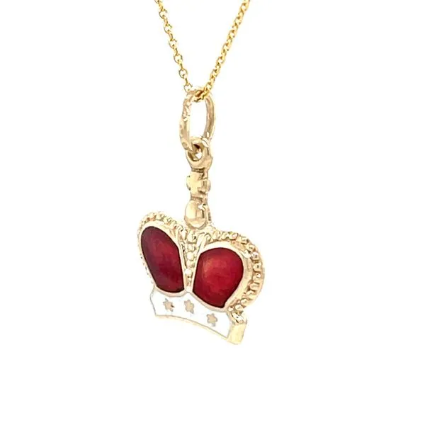 14K Yellow Gold Estate Enameled Crown Charm Necklace Image 2 Minor Jewelry Inc. Nashville, TN
