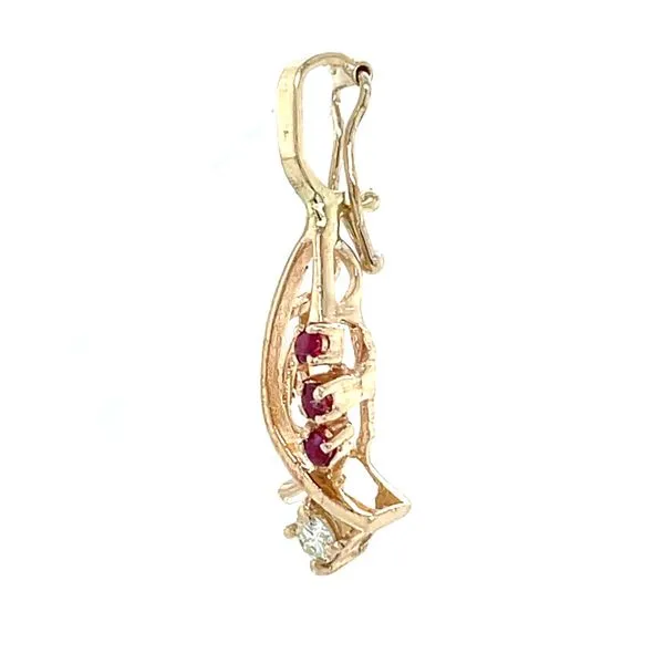 14K Yellow Gold Estate Diamond and Ruby Pendant Image 2 Minor Jewelry Inc. Nashville, TN