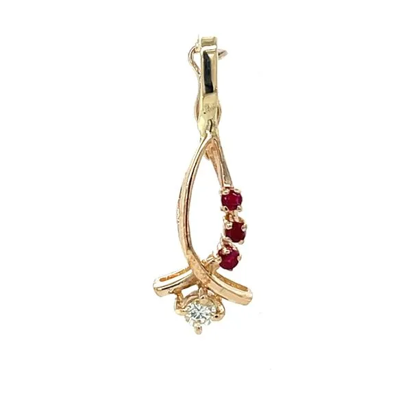 14K Yellow Gold Estate Diamond and Ruby Pendant Minor Jewelry Inc. Nashville, TN