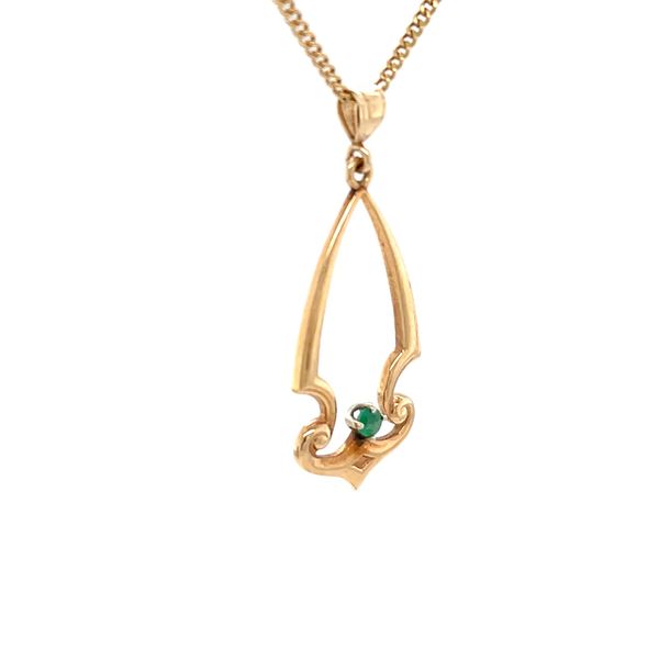 14K Yellow Gold Estate Mined Emerald Pendant Image 2 Minor Jewelry Inc. Nashville, TN