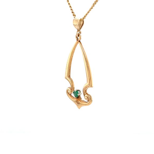 14K Yellow Gold Estate Mined Emerald Pendant Image 3 Minor Jewelry Inc. Nashville, TN