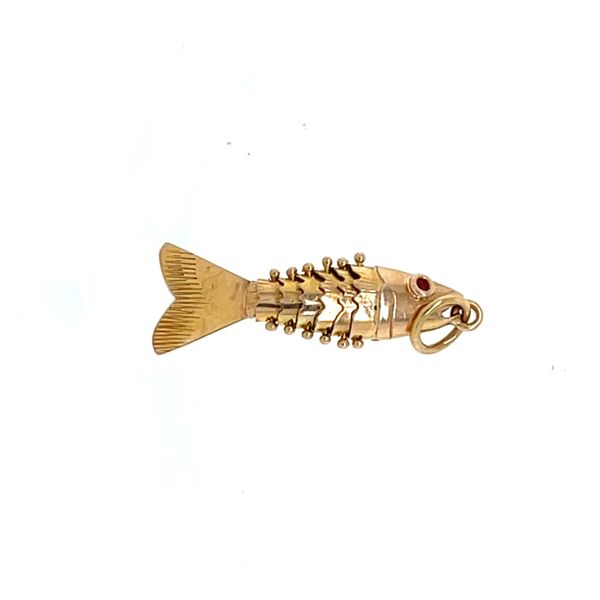 18K Yellow Gold Estate Red-Eyed Flexible Fish Pendant Minor Jewelry Inc. Nashville, TN