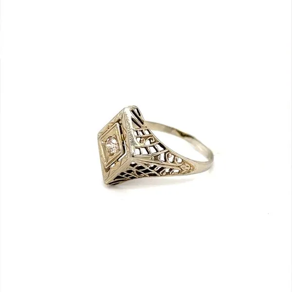 14K White Gold Estate Filigree Diamond Ring Image 2 Minor Jewelry Inc. Nashville, TN